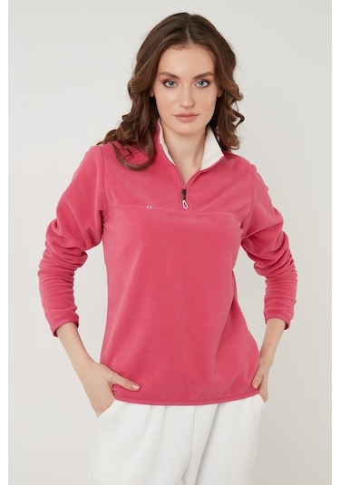 Lela Slim Fit Yumuşak Dokulu Anti-Pilling Tüylenme Yapmayan Yarım Fermuarlı Bayan Polar 5907000 Pembe