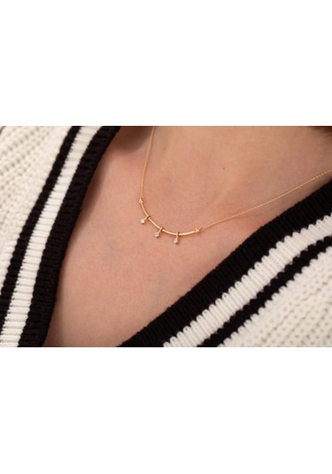 Reis T10343 Trio Line Kolye Altın