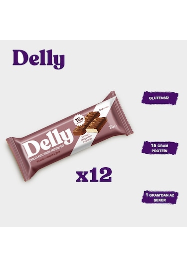 Delly Orman Meyveleri Aromalı Çikolata Kaplı Yüksek Protein Bar 12 x 40 G