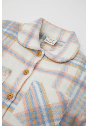 DeFacto Kız Bebek Ekose Desenli Flanel Uzun Kollu Gömlek D3044A524WNBE216 Mavi