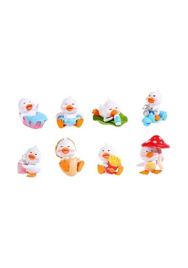 Pazly Suntek Şirin Ördek Mini Küçük Heykel Figürleri Beyaz 8x Hc