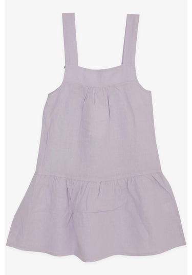 Escabel Kız Çocuk Jile Elbise Cepli Askılı 5-9 Yaş, Lila Lila