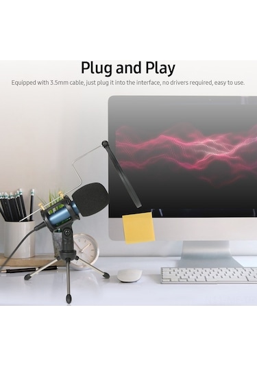 Novahub Profesyonel Kondenser Mikrofon - Gürültü Azaltma, Kulaklık Çıkışı, Tripod Ve Pop Filtre Dahil