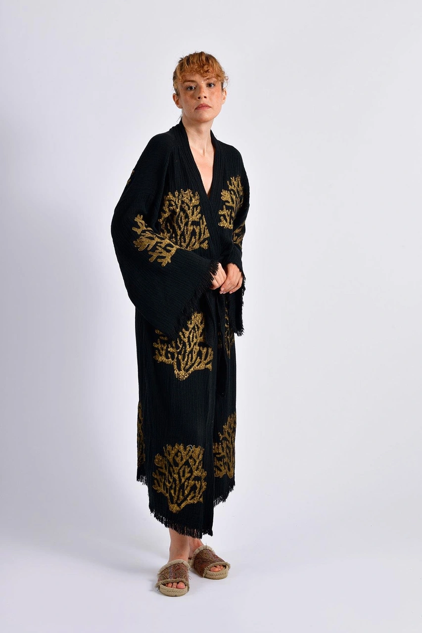 Brandsmithshop Siyah Ethereal Coral Kimono Çok Renkli