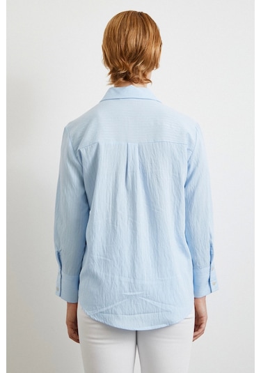 Paralel Çizgili Gömlek Mavi Mavi