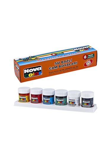 Nova Color Vitray Cam Boyası Su Bazlı 6 Renk Takım