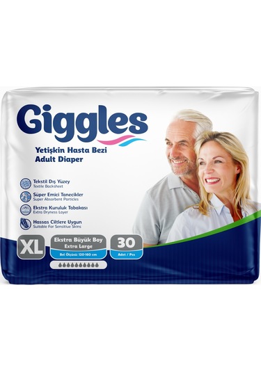 Giggles Hasta Bezi Yetişkin Bel Bantlı Tekstil Yüzey Xl 90adet XL