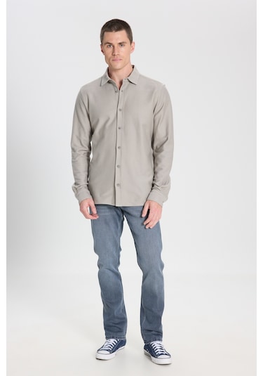 Wrangler Regular Fit Normal Kesim Pamuk Taş Rengi Gömlek W242585013 Taş