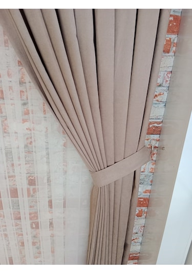 Bronz Renkfon Kadife Perde Çift Kanat 1/3 Sık Pileli Dikim V-08 Bronz