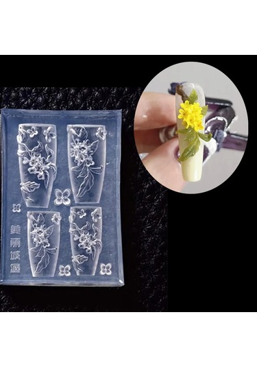 1 Adet Çiçek Şerit Gül Lale Kalıp Zambak 3d Akrilik Kalıp Papatya Gül Nail Art Süslemeleri Çivi Dıy Silikon Çivi Kalıp Bej