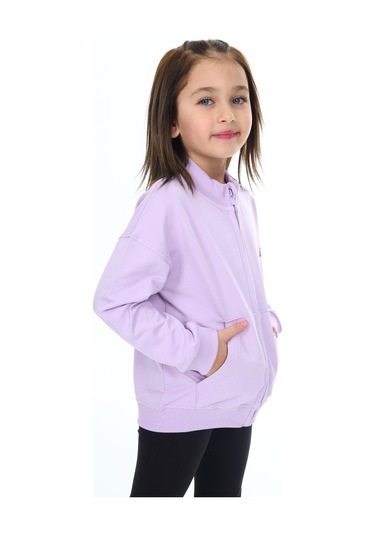 Toontoy Kız Çocuk Baskılı Hırka Lila