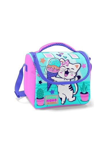 Coral High Turkuaz Pembe Dondurmalı Kedi Isı Yalıtımlı Beslenme Çantası - Kız Çocuk