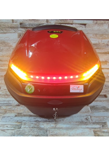 Motosiklet Arka Çanta 33lt Işıklı Stop Sağ Sol Sinyal Kırmızı Kırmızı