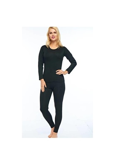 İntimo Bayan Uzun Kollu Alt Üst Termal İçlik Takım Siyah