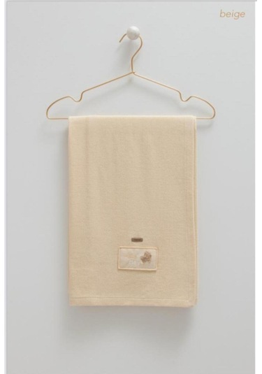 Triko Görünümlü Penye Battaniye Bej