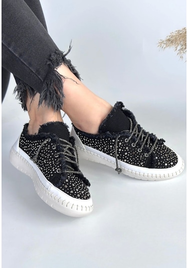 Guja Siyah Kot Bağcıklı Spor Ayakkabı Siyah