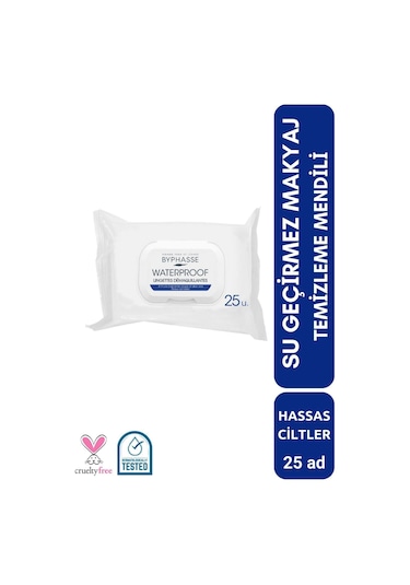 Byphasse Waterproof Makyaj Temizleme Mendili Hassas Ciltler 25'li