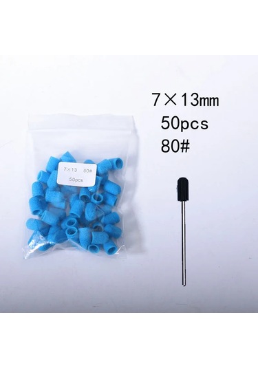 50 Adet Mavi Tırnak Zımpara Kapakları Tırnak Matkap Ucu 5 Boyutu Parlatma Tırnak Sanat Dönen Çapak Kaldırmak Sinekler Manikür Ekipmanları Aksesuarları Koyu Haki