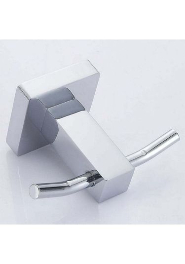 Fortunelane Krom Kaplama Bakır Çift Kanca, Kare Modern Havlu/elbise Tutucu - Zincir Alaşımlı Banyo Duvar Kurulu, Dayanıklı Diğer