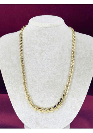 14 K Renginde Küçükten Büyüğe V Şekilli Gold Kolye Gold