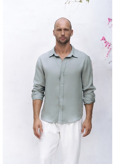 Mai Collection Mai Studios Co. Bice Mint Keten Oversize Erkek Gömlek Mint