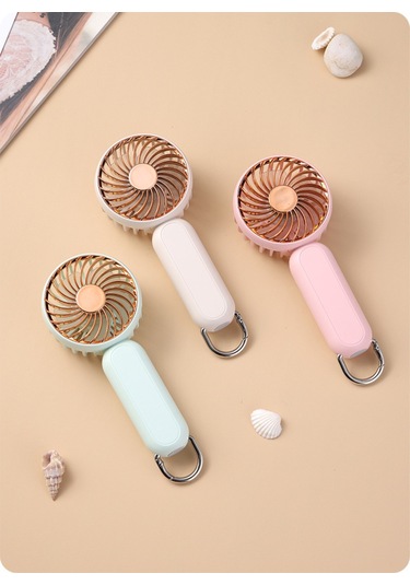 Kangvka A217 Pembe Elektroplitli Cepli Fan - Usb Şarjlı, Taşınabilir Dağcılık Kancalı, Dış Mekan Kullanıma Uygun Mini Fan