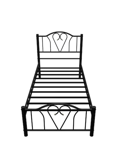 Argimo Orkide Tek Kişilik Ferforje Siyah Metal Karyola 90x190