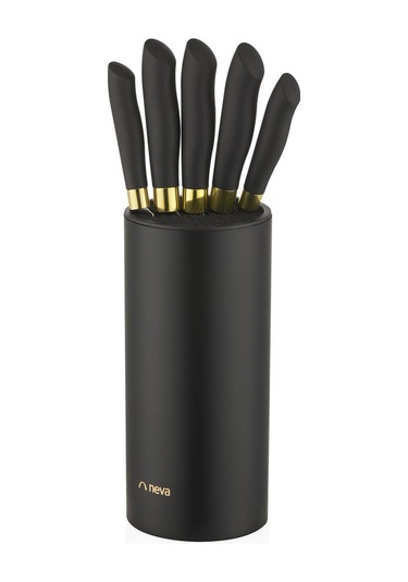 Neva N3295 Bitter Gold Silindir 6 Lı Bıçak Seti Siyah