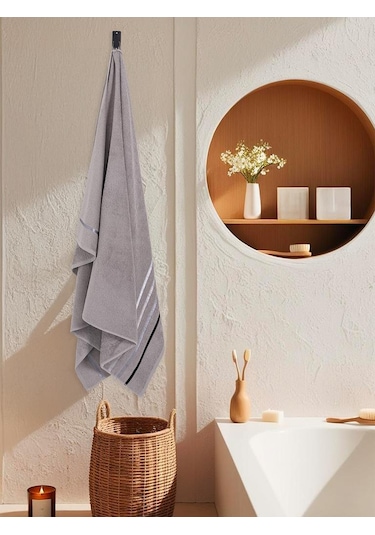 Banyo Havlusu Tekli Pamuk Bale Gri