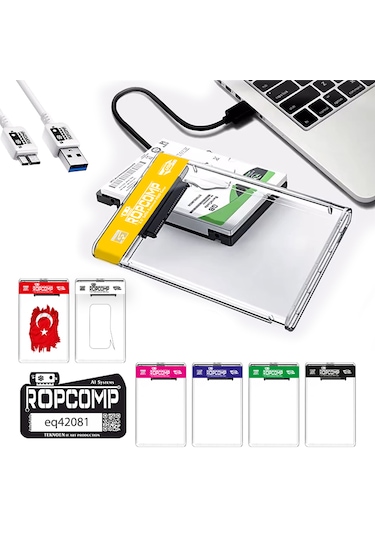 Ropcomp 2.5" Usb 3.0 Sata Harici Harddisk Kutusu Şeffaf