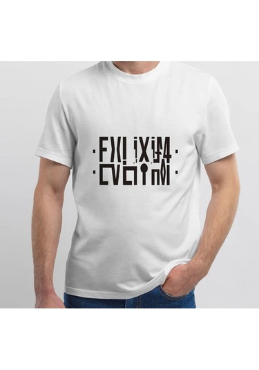 Hırsch Erkek Beyaz Oversize Katlamalı Evliyim Baskılı T-shirt Kar Beyazı
