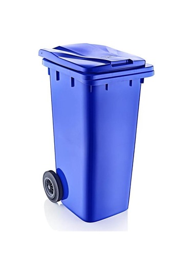 Omnipazar Sy-6505 Tekerlekli Kapaklı Plastik Çöp Konteyneri 120 Lt Mavi