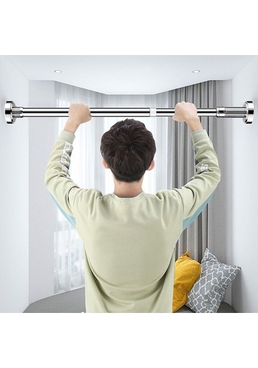 Novahub Gümüş Paslanmaz Çelik Teleskopik Çubuk Hollow Perde Çubuk Elbise Kurutma Rafı Balkon Banyo İçin 35-50cm Gümüş Gümüş