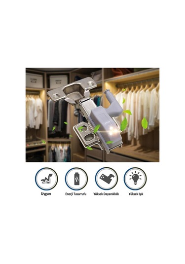 Gardrop Mutfak Dolap Içi Sensörlü Led Işık Aydınlatma 2li Menteş