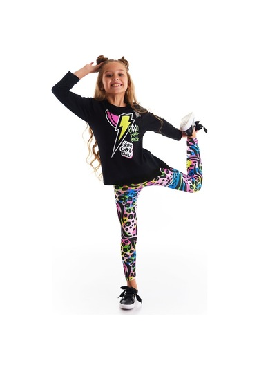 Denokids Mushi Kanatlı Şimşek Kız Tunik Tayt Takım Çok Renkli