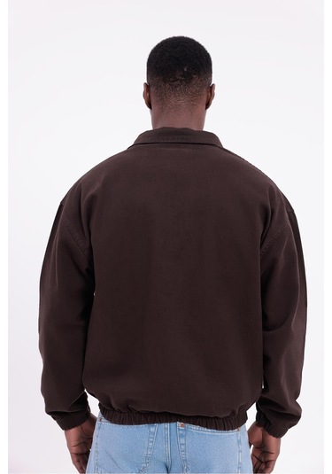 Freemen Erkek Basic Gabardin Kumaş Fermuarlı Oversize Mevsimlik Polo Yaka Ceket Kiremit