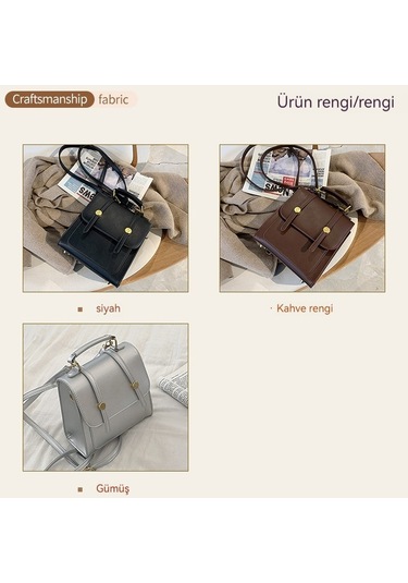 Retro Kadın Üç Taşımalı Sırt Çantası-siyah Siyah