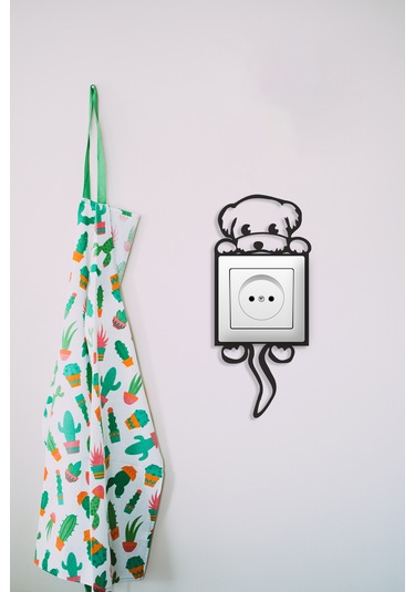 Sevimli Köpek Priz Çerçevesi Mdf Duvar Dekorasyon Ürünü