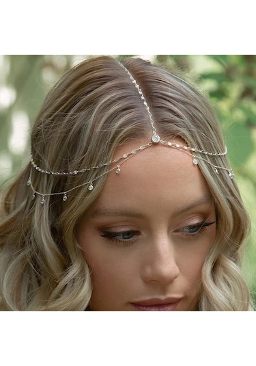 Willowhaven 1 Adet Şık Bohem Gelin Saç Zinciri - İnci Detaylı Minimalist Alın Zinciri Günlük Ve Özel Günler İçin Kadın Saç Aksesuarı Silvery