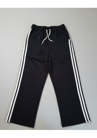 Yanları Çift Şeritli Kız Çocuk Eşofman Altı SiYAH