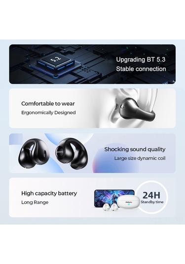 Skycity Lenovo Xt83ıı Kulağı Tutucu Kablosuz Kulaklık - Ses İzolasyonlu, Hd Konuşma, Hifi Stereo, Su Geçirmez Siyah