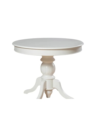 Lindon Baba Ayak Yuvarlak Açılır Masa 110x110 Beyaz