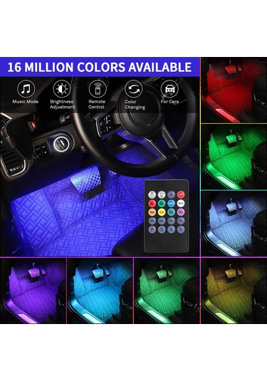 Yaozixa Araba Işıklı Dekorasyon Seti - 4 Şeritli Rgb Led, 12v Çıkışlı, Uzak Kumanda Ve Ses Kontrolü, Kolay Kurulum