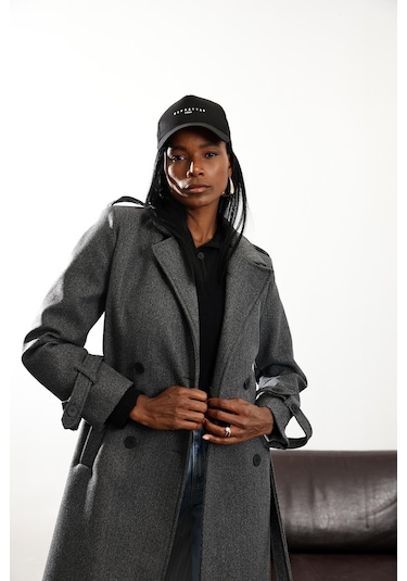 Antrasit Kruvaze Kaşe Palto D99618 Antrasit