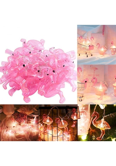 10&amp Apos Lu Pilli Led Flamingo Dekoratif Işık Zinciri Aydınlatma 15 Mt 4767 - Net3849-7225 Renkli