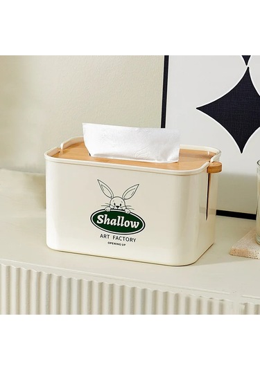 Yuvarlak Tavşan-sevimli Tavşan Masaüstü Doku Kutusu Taşınabilir Oturma Odası Banyo Kağıt Dağıtıcı Saplı Ev Araba Peçete Depolama Tutucu