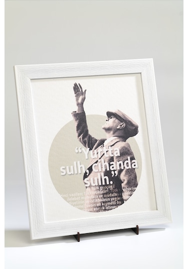 Atatürk Yurtta Sulh Cihanda Sulh Kanvas Tablo