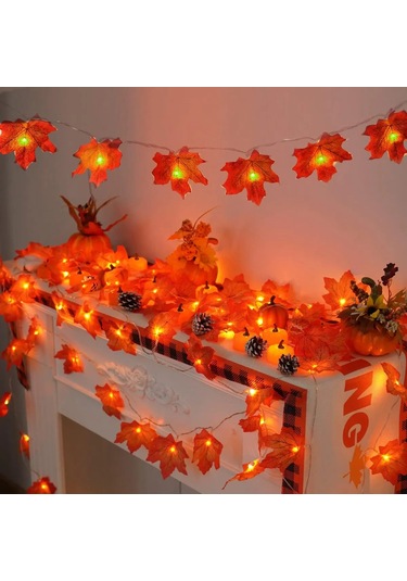 1 Adet Akçaağaç Yaprağı Dize Işıkları 10/20/30/40 Led Işıkları 1 Adet