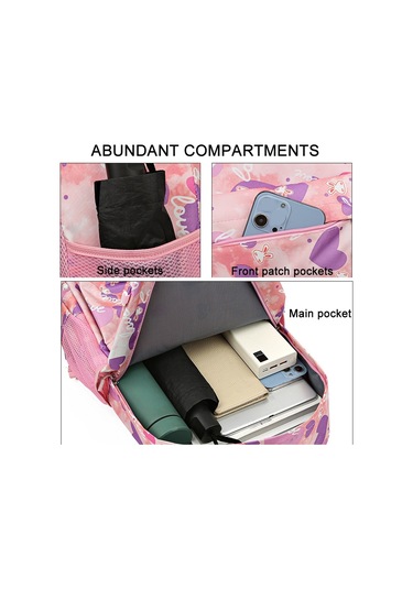 3pcs /set Sweet Casual Travel Backpack Large Capacity Primary And Secondary School Students Schoolbag Black