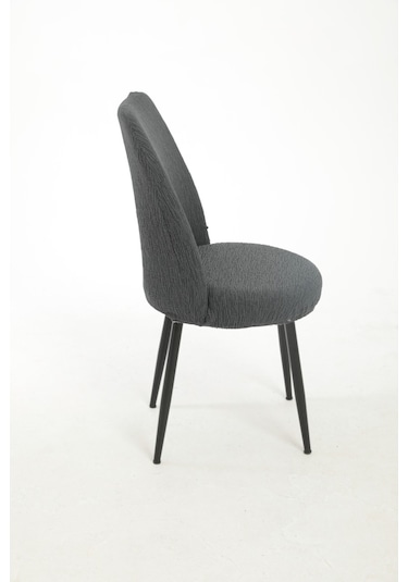 Upmall Jakarlı Oval Sandalye Kılıfı,sandalye Örtüsü Antrast 6 Adt